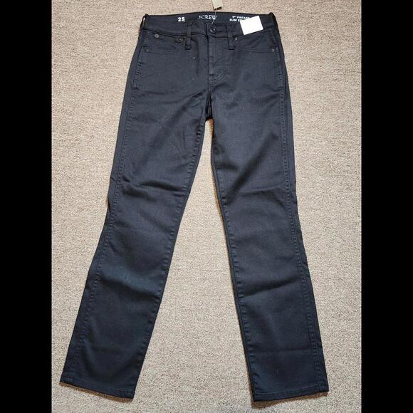J Crew 9" Mid Rise Vintage Slim Straight Jeans in Charcoal Black Gray Wash Sz 25 - Picture 1 of 12